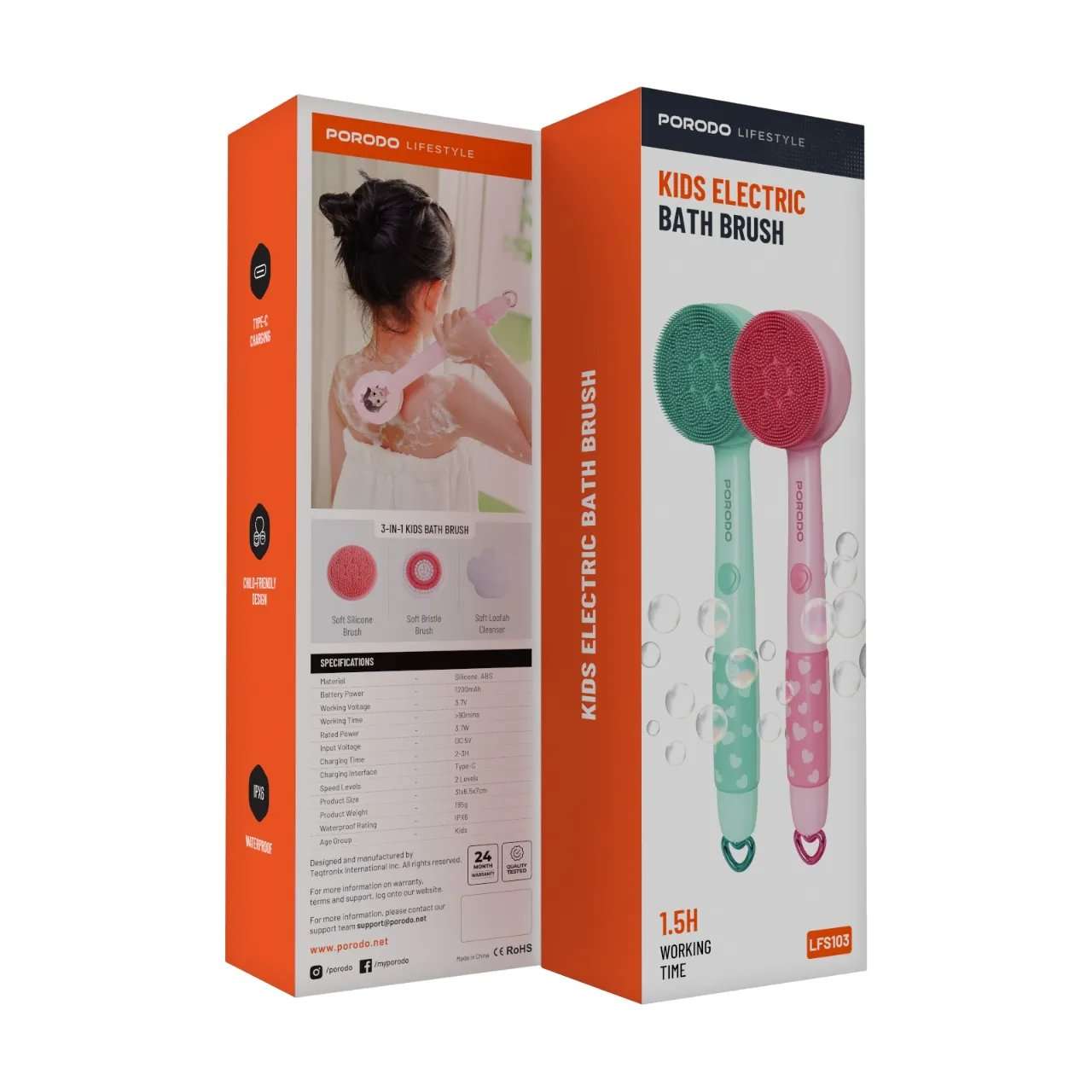 Porodo Lifestyle 3-in-1 Electric Body Brush - Linkphones Center